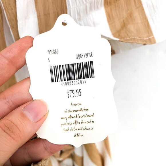 NWT Altar'd State Ivory Beige Striped Hi Low Dress - Picture 6 of 9